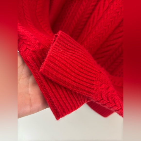 J. Crew Perfect Cable-Knit Wool Crewneck Sweater Red Size Medium - Picture 6 of 8